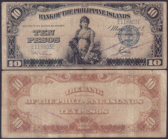 1933 Philippines 10 Pesos L001777